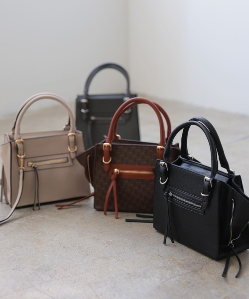 KOBE LETTUCE(コウベレタス)の「ジップデザインスクエアショルダーバッグ(ショルダーバッグ・レディース・ベージュ/ブラック/ブラウン系その他/チャコールグレー・FREE)」の12枚目の写真