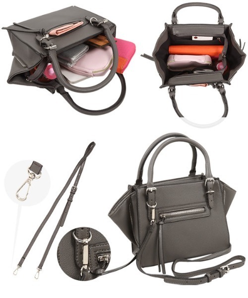 KOBE LETTUCE(コウベレタス)の「ジップデザインスクエアショルダーバッグ(ショルダーバッグ・レディース・ベージュ/ブラック/ブラウン系その他/チャコールグレー・FREE)」の11枚目の写真