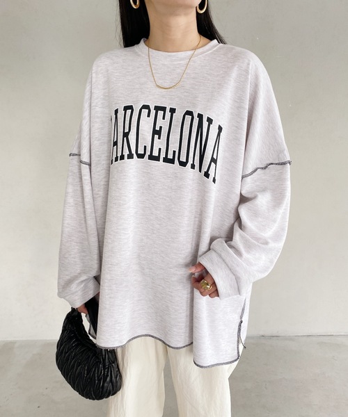 MYMOOD.(マイムード)の「カレッジロゴ ビッグプルオーバー(Tシャツ/カットソー・レディース・チャコールグレー/グレー系その他/ブラック/ライトグレー・FREE)」の1枚目の写真