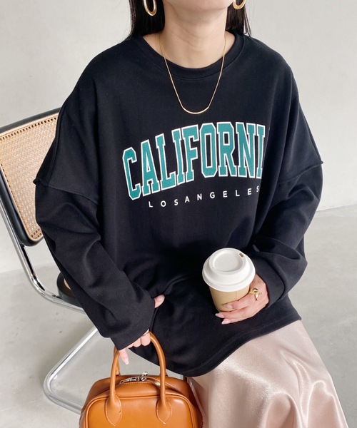 MYMOOD.(マイムード)の「カレッジロゴ ビッグプルオーバー(Tシャツ/カットソー・レディース・チャコールグレー/グレー系その他/ブラック/ライトグレー・FREE)」の2枚目の写真