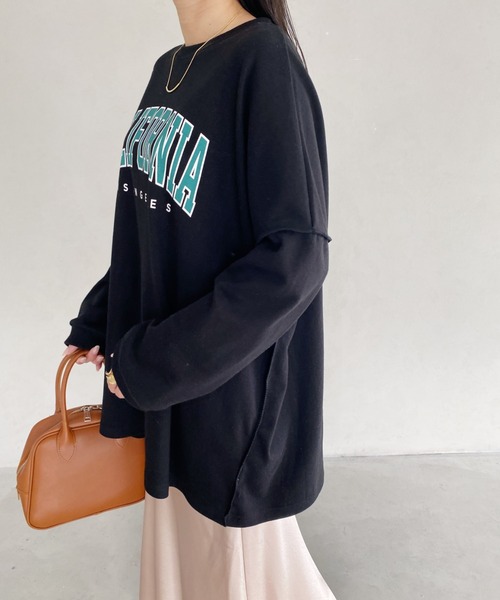 MYMOOD.(マイムード)の「カレッジロゴ ビッグプルオーバー(Tシャツ/カットソー・レディース・チャコールグレー/グレー系その他/ブラック/ライトグレー・FREE)」の6枚目の写真