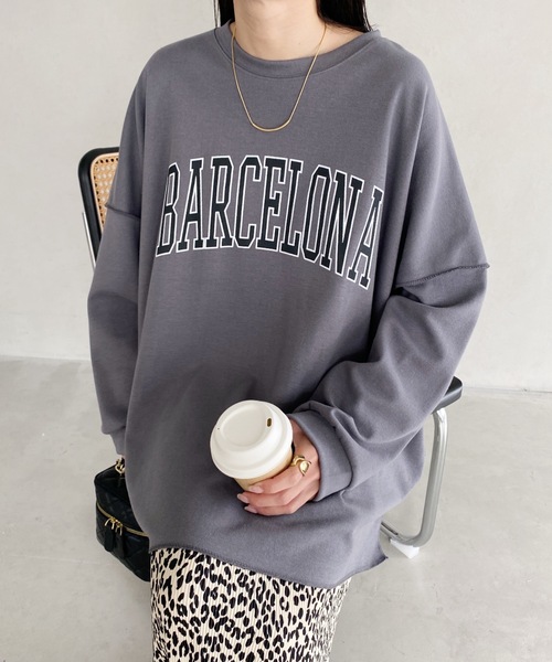 MYMOOD.(マイムード)の「カレッジロゴ ビッグプルオーバー(Tシャツ/カットソー・レディース・チャコールグレー/グレー系その他/ブラック/ライトグレー・FREE)」の8枚目の写真