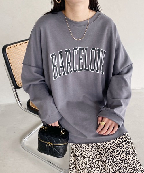 MYMOOD.(マイムード)の「カレッジロゴ ビッグプルオーバー(Tシャツ/カットソー・レディース・チャコールグレー/グレー系その他/ブラック/ライトグレー・FREE)」の14枚目の写真