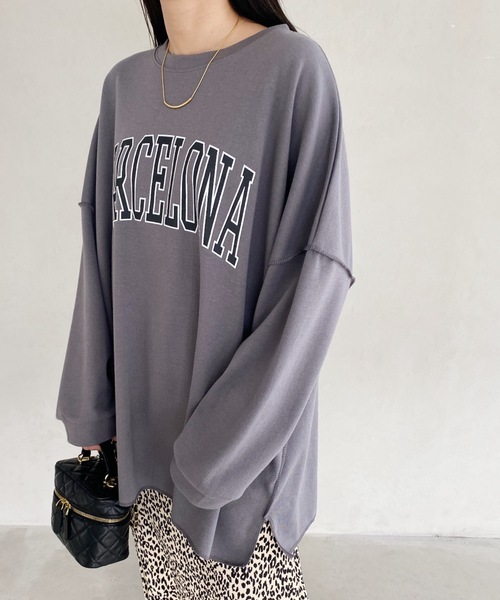 MYMOOD.(マイムード)の「カレッジロゴ ビッグプルオーバー(Tシャツ/カットソー・レディース・チャコールグレー/グレー系その他/ブラック/ライトグレー・FREE)」の20枚目の写真