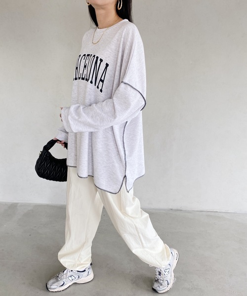 MYMOOD.(マイムード)の「カレッジロゴ ビッグプルオーバー(Tシャツ/カットソー・レディース・チャコールグレー/グレー系その他/ブラック/ライトグレー・FREE)」の9枚目の写真