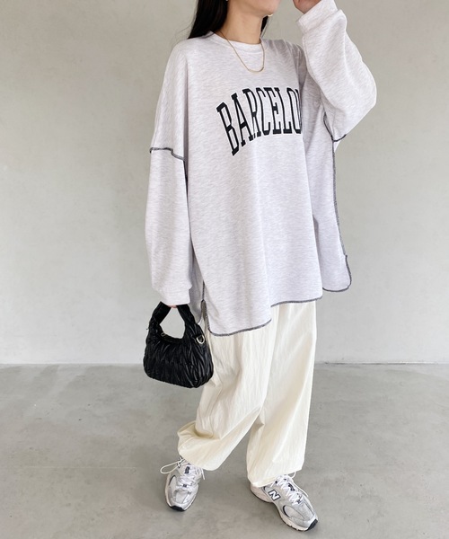 MYMOOD.(マイムード)の「カレッジロゴ ビッグプルオーバー(Tシャツ/カットソー・レディース・チャコールグレー/グレー系その他/ブラック/ライトグレー・FREE)」の15枚目の写真