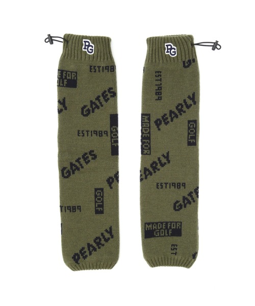 パーリーゲイツ　ゴルフ　ロゴ　レッグウォーマー　カーキ パーリーゲイツ ロゴジャガード レッグウォーマー ＜ロゴ柄＞ カーキ