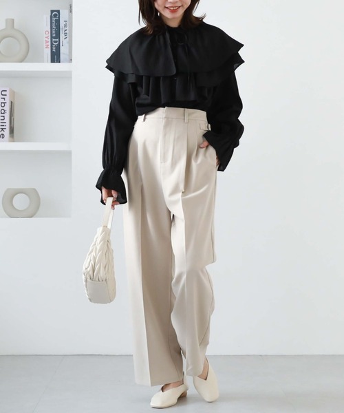 archives（アルシーヴ）の「サイドタブ付きタックパンツ（その他パンツ・レディース・ベージュ/ブラック/キャメル・MEDIUM）」の9枚目の写真