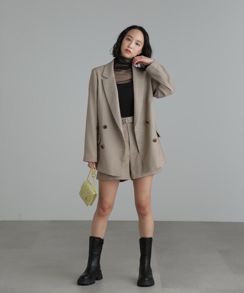 FREE'S MART（フリーズマート）の「【Sシリーズ対応】◆先染めチェックベルト付きショートパンツ（その他パンツ・レディース・ベージュ系その他/ブラウン系その他・X-SMALL/SMALL/MEDIUM）」の5枚目の写真