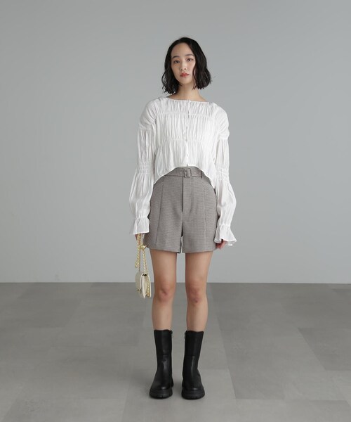 FREE'S MART（フリーズマート）の「【Sシリーズ対応】◆先染めチェックベルト付きショートパンツ（その他パンツ・レディース・ベージュ系その他/ブラウン系その他・X-SMALL/SMALL/MEDIUM）」の9枚目の写真