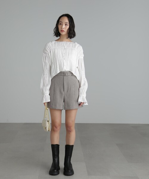 FREE'S MART（フリーズマート）の「【Sシリーズ対応】◆先染めチェックベルト付きショートパンツ（その他パンツ・レディース・ベージュ系その他/ブラウン系その他・X-SMALL/SMALL/MEDIUM）」の13枚目の写真