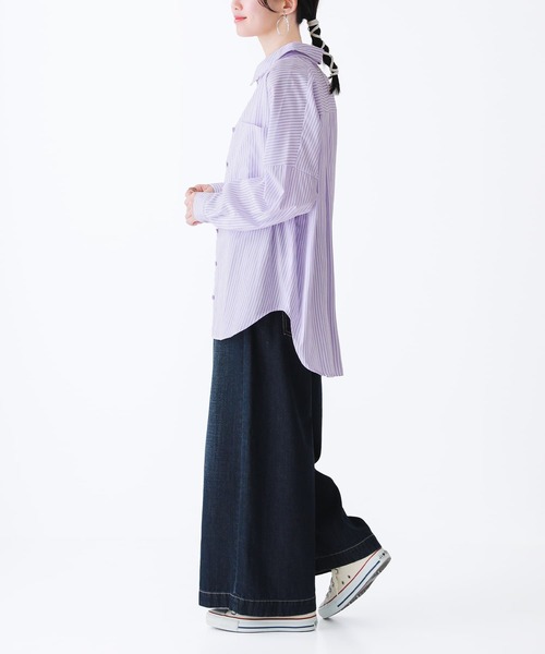 osharewalker（オシャレウォーカー）の「【廃盤】『ストライプ柄カラーシャツ』（シャツ/ブラウス・レディース・ラベンダー/コーラル/ネイビー/グリーン・FREE）」の10枚目の写真