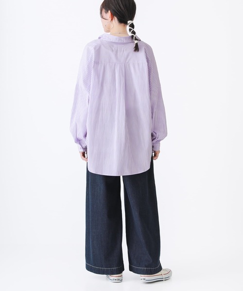 osharewalker（オシャレウォーカー）の「【廃盤】『ストライプ柄カラーシャツ』（シャツ/ブラウス・レディース・ラベンダー/コーラル/ネイビー/グリーン・FREE）」の11枚目の写真