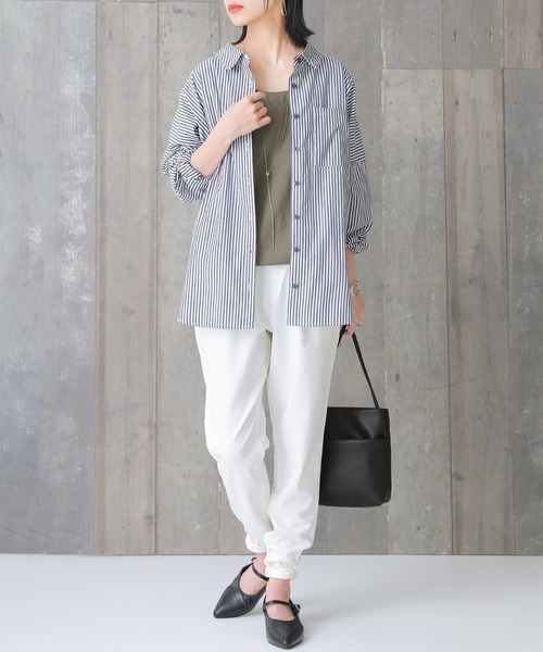 osharewalker（オシャレウォーカー）の「【廃盤】『ストライプ柄カラーシャツ』（シャツ/ブラウス・レディース・ラベンダー/コーラル/ネイビー/グリーン・FREE）」の14枚目の写真