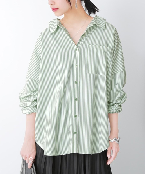 osharewalker（オシャレウォーカー）の「【廃盤】『ストライプ柄カラーシャツ』（シャツ/ブラウス・レディース・ラベンダー/コーラル/ネイビー/グリーン・FREE）」の17枚目の写真