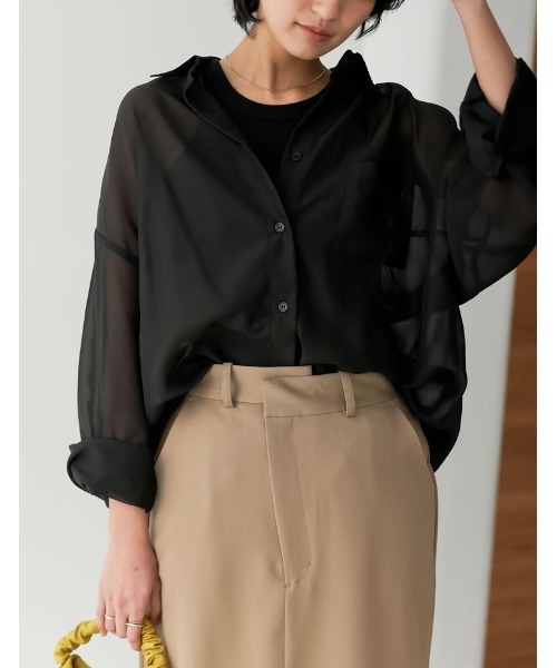 辻元舞さん着用][2023S/S COLLECTION]シアーオーバーサイズシャツ