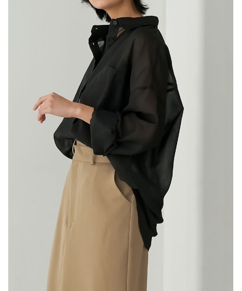 辻元舞さん着用][2023S/S COLLECTION]シアーオーバーサイズシャツ