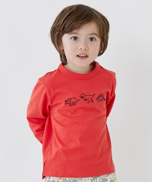 petit main（プティマイン）の「【プティプラ】BOYS長袖Tシャツ（Tシャツ/カットソー・キッズ・レッド/ライトグリーン/エメラルド/クリーム/オフホワイト/ネイビー/ブルー/カーキ・100cm/120cm/80ｃｍ/130cm/90cm/110cm）」の8枚目の写真