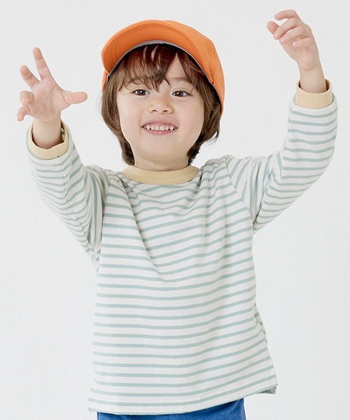 petit main（プティマイン）の「【プティプラ】BOYS長袖Tシャツ（Tシャツ/カットソー・キッズ・レッド/ライトグリーン/エメラルド/クリーム/オフホワイト/ネイビー/ブルー/カーキ・100cm/120cm/80ｃｍ/130cm/90cm/110cm）」の5枚目の写真