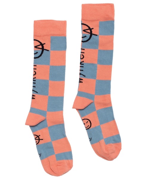 Wynken(ウィンケン)の「Wynken / チェック柄ソックス(ソックス/靴下・キッズ・サーモンピンク・2Y/4Y/6Y/8Y)」の1枚目の写真