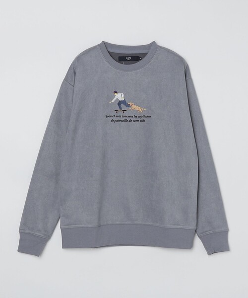 SHIPS Colors(シップス カラーズ)の「SHIPS Colors: フェイクスエード エンブロイダリー スウェット(スウェット・メンズ・グリーン/ブルー・LARGE/MEDIUM)」の2枚目の写真