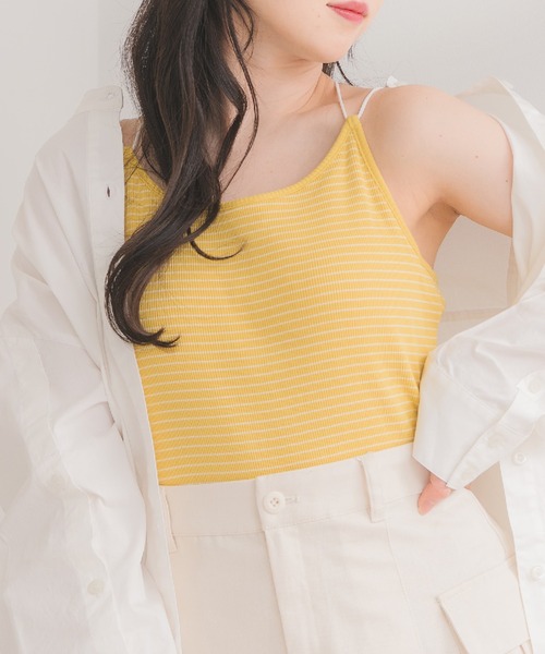 ems excite(エムズエキサイト)の「カップ付キャミ(キャミソール・レディース・ライトグレー/イエロー系その他3/ブルー系その他3/ブラック/ナチュラル・MEDIUM/LARGE)」の5枚目の写真