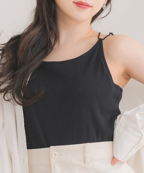 ems excite(エムズエキサイト)の「カップ付キャミ(キャミソール・レディース・ライトグレー/イエロー系その他3/ブルー系その他3/ブラック/ナチュラル・MEDIUM/LARGE)」の2枚目の写真