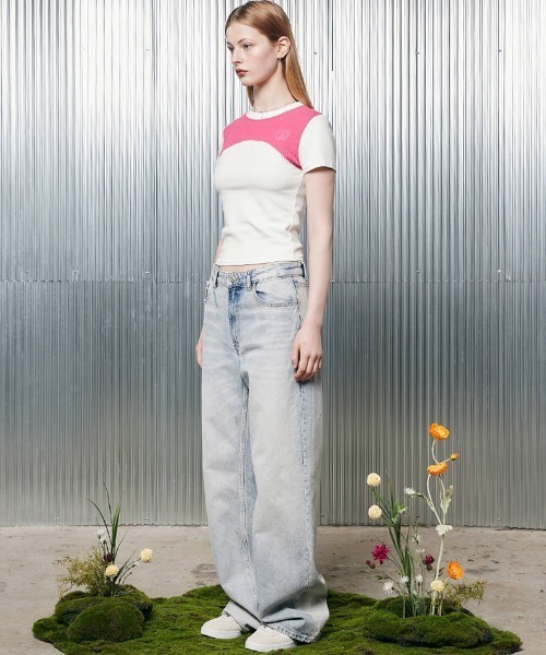 LARTIGENT(ラーティゼン)の「A'GEM/9 × .kom『LARTIGENT/ラーティゼン』L2 STICH COLOR BLOCK TOP/ステッチブロック トップス(Tシャツ/カットソー・レディース・アイボリー/チャコールグレー・FREE)」の15枚目の写真