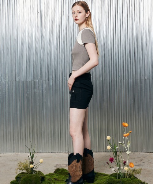 LARTIGENT(ラーティゼン)の「A'GEM/9 × .kom『LARTIGENT/ラーティゼン』L2 STICH COLOR BLOCK TOP/ステッチブロック トップス(Tシャツ/カットソー・レディース・アイボリー/チャコールグレー・FREE)」の5枚目の写真
