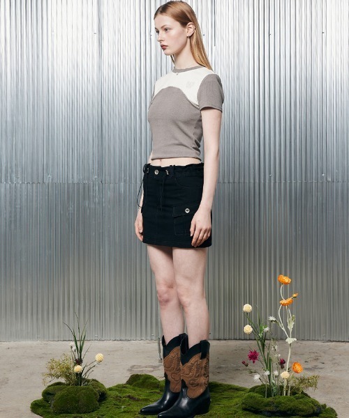 LARTIGENT(ラーティゼン)の「A'GEM/9 × .kom『LARTIGENT/ラーティゼン』L2 STICH COLOR BLOCK TOP/ステッチブロック トップス(Tシャツ/カットソー・レディース・アイボリー/チャコールグレー・FREE)」の19枚目の写真