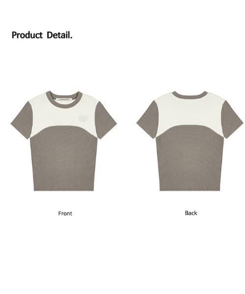 LARTIGENT(ラーティゼン)の「A'GEM/9 × .kom『LARTIGENT/ラーティゼン』L2 STICH COLOR BLOCK TOP/ステッチブロック トップス(Tシャツ/カットソー・レディース・アイボリー/チャコールグレー・FREE)」の14枚目の写真