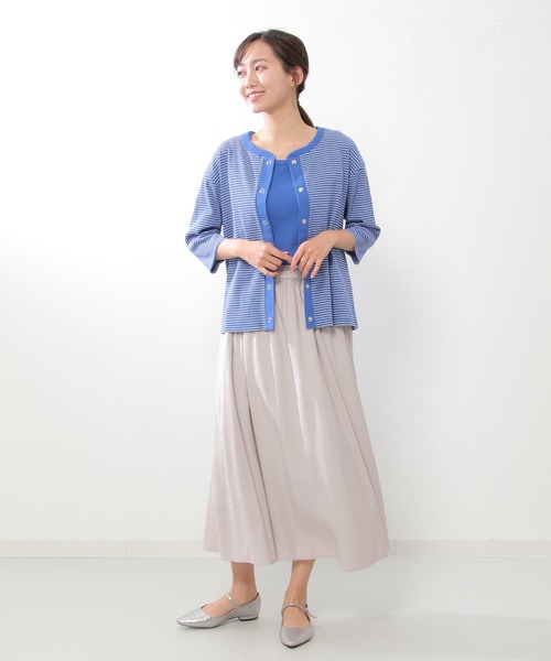 ikka(イッカ)の「【2点セット】カーデタンクセットアンサンブル(カーディガン/ボレロ・レディース・ブラック/ブルー/オフホワイト・M/L)」の4枚目の写真