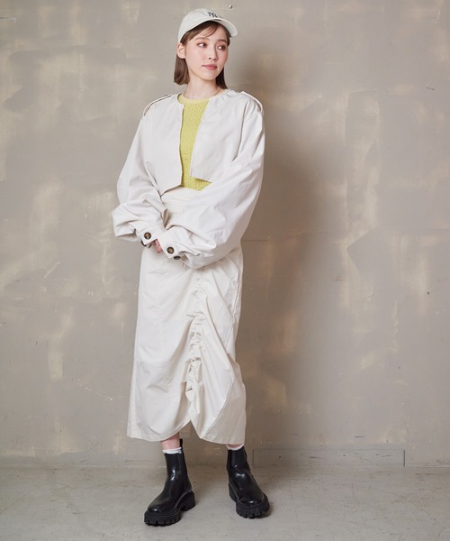 Lull（ルル）の「【Lull / ルル】シャーリングスカート（スカート・レディース・イエロー/ブラック/アイボリー/カーキ・ONESIZE）」の15枚目の写真