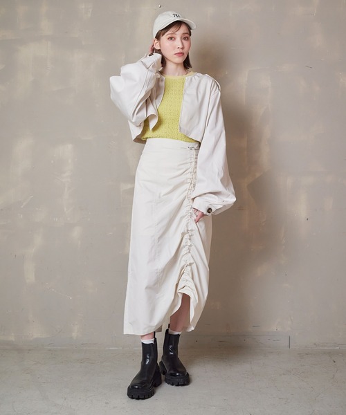 Lull（ルル）の「【Lull / ルル】シャーリングスカート（スカート・レディース・イエロー/ブラック/アイボリー/カーキ・ONESIZE）」の16枚目の写真