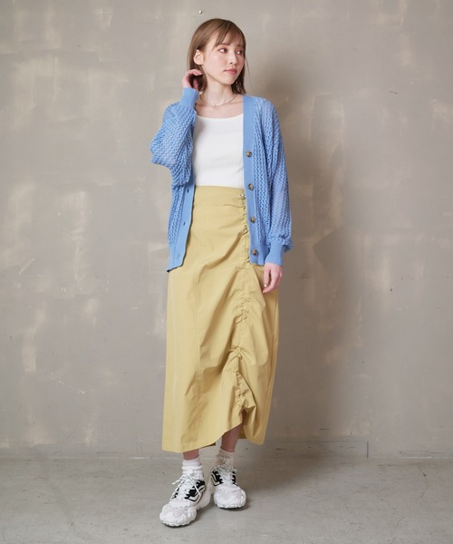 Lull（ルル）の「【Lull / ルル】シャーリングスカート（スカート・レディース・イエロー/ブラック/アイボリー/カーキ・ONESIZE）」の19枚目の写真