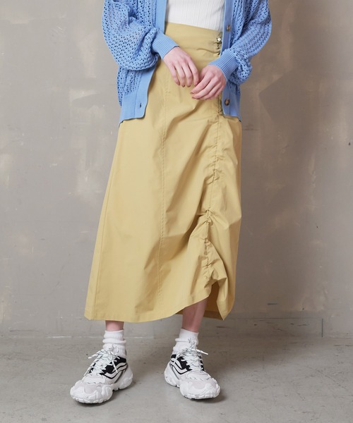 Lull（ルル）の「【Lull / ルル】シャーリングスカート（スカート・レディース・イエロー/ブラック/アイボリー/カーキ・ONESIZE）」の11枚目の写真