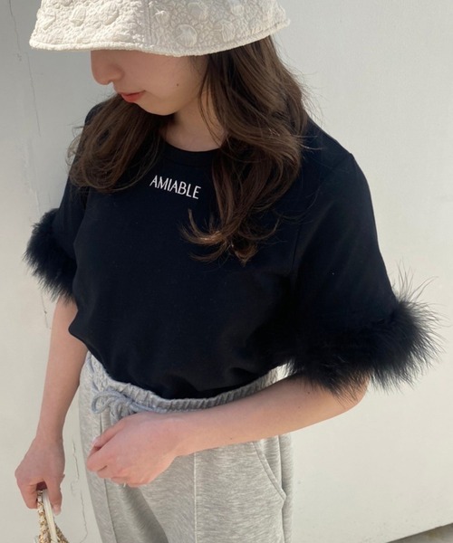 one after another NICE CLAUP（ワンアフターアナザーナイスクラップ）の「マラボーTシャツ（Tシャツ/カットソー・レディース・ピンク/ブラック/オフホワイト・FREE）」の2枚目の写真