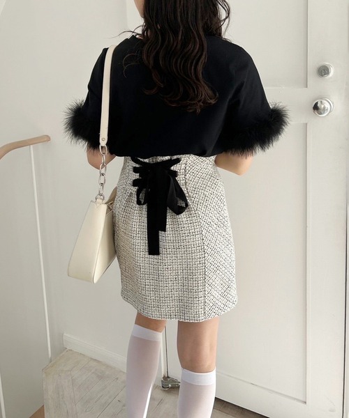 one after another NICE CLAUP（ワンアフターアナザーナイスクラップ）の「マラボーTシャツ（Tシャツ/カットソー・レディース・ピンク/ブラック/オフホワイト・FREE）」の18枚目の写真