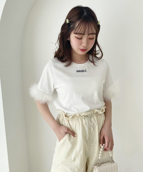 one after another NICE CLAUP（ワンアフターアナザーナイスクラップ）の「マラボーTシャツ（Tシャツ/カットソー・レディース・ピンク/ブラック/オフホワイト・FREE）」の6枚目の写真