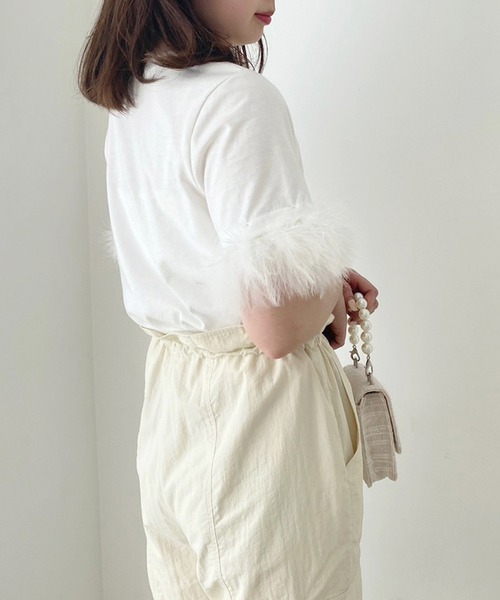 one after another NICE CLAUP（ワンアフターアナザーナイスクラップ）の「マラボーTシャツ（Tシャツ/カットソー・レディース・ピンク/ブラック/オフホワイト・FREE）」の5枚目の写真