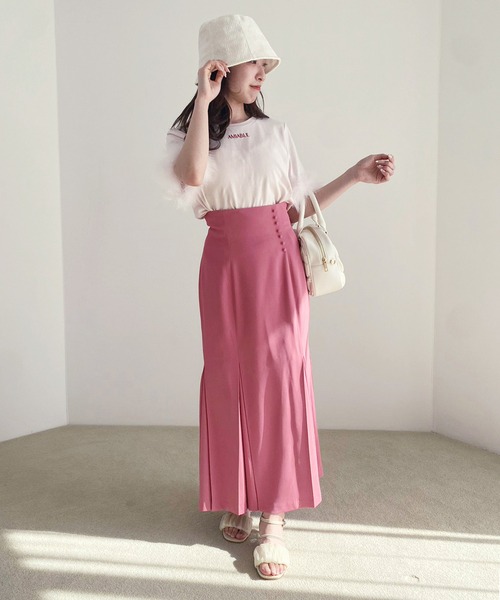 one after another NICE CLAUP（ワンアフターアナザーナイスクラップ）の「マラボーTシャツ（Tシャツ/カットソー・レディース・ピンク/ブラック/オフホワイト・FREE）」の10枚目の写真