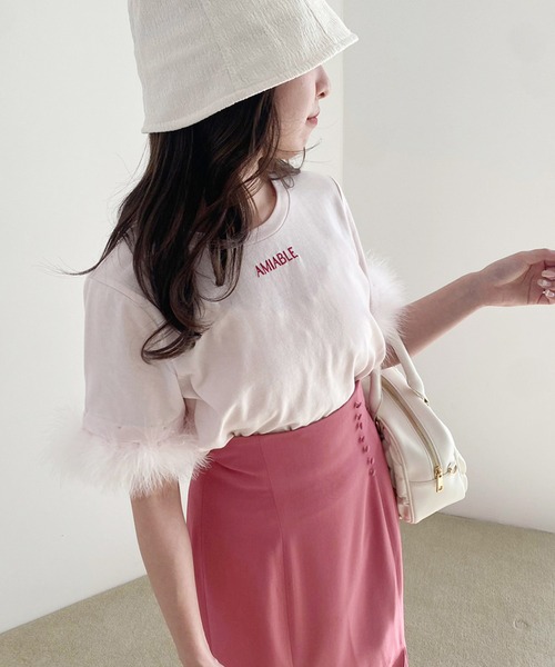 one after another NICE CLAUP（ワンアフターアナザーナイスクラップ）の「マラボーTシャツ（Tシャツ/カットソー・レディース・ピンク/ブラック/オフホワイト・FREE）」の8枚目の写真