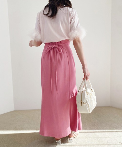 one after another NICE CLAUP（ワンアフターアナザーナイスクラップ）の「マラボーTシャツ（Tシャツ/カットソー・レディース・ピンク/ブラック/オフホワイト・FREE）」の12枚目の写真