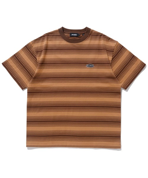 XLARGE（エクストララージ）の「EMBROIDERED STRIPED S/S TEE（Tシャツ/カットソー・メンズ・ホワイト/ライトブルー/ブラウン・S/M/L/XL）」の2枚目の写真