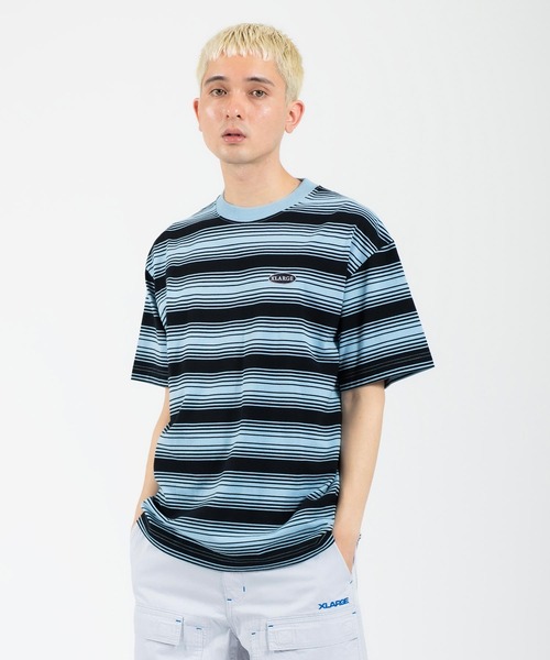 XLARGE（エクストララージ）の「EMBROIDERED STRIPED S/S TEE（Tシャツ/カットソー・メンズ・ホワイト/ライトブルー/ブラウン・S/M/L/XL）」の14枚目の写真