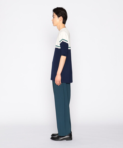 COMME CA ISM（コムサイズム）の「パネルボーダーデザイン クルーネックＴシャツ（Tシャツ/カットソー・メンズ・ホワイト/ネイビー・MEDIUM/LARGE）」の4枚目の写真