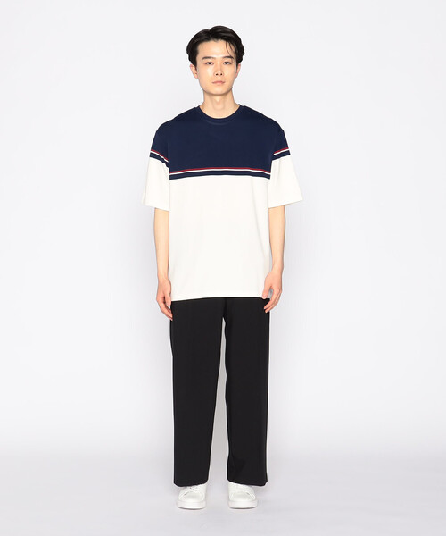 COMME CA ISM（コムサイズム）の「パネルボーダーデザイン クルーネックＴシャツ（Tシャツ/カットソー・メンズ・ホワイト/ネイビー・MEDIUM/LARGE）」の7枚目の写真