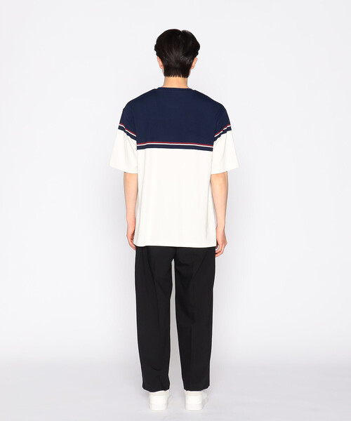 COMME CA ISM（コムサイズム）の「パネルボーダーデザイン クルーネックＴシャツ（Tシャツ/カットソー・メンズ・ホワイト/ネイビー・MEDIUM/LARGE）」の9枚目の写真