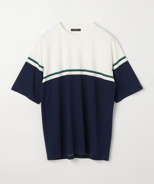 COMME CA ISM（コムサイズム）の「パネルボーダーデザイン クルーネックＴシャツ（Tシャツ/カットソー・メンズ・ホワイト/ネイビー・MEDIUM/LARGE）」の11枚目の写真