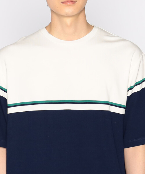 COMME CA ISM（コムサイズム）の「パネルボーダーデザイン クルーネックＴシャツ（Tシャツ/カットソー・メンズ・ホワイト/ネイビー・MEDIUM/LARGE）」の14枚目の写真